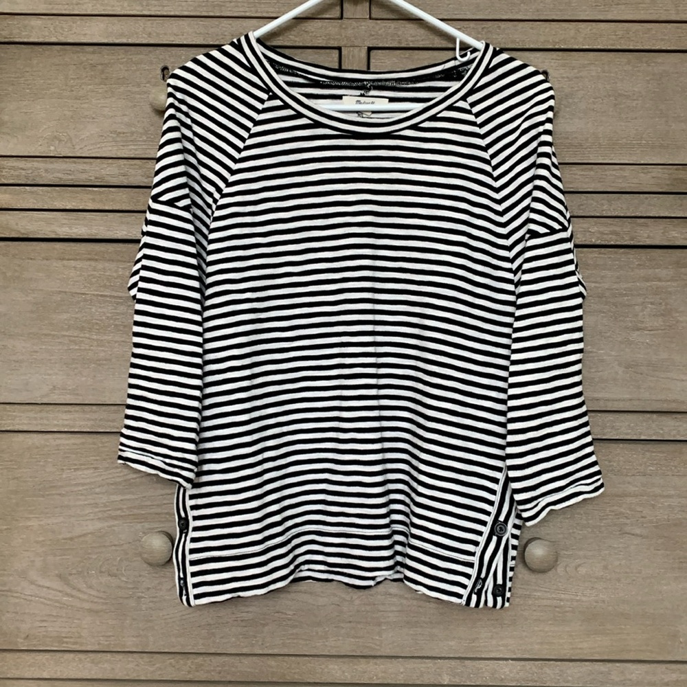 Madewell Black and White Stripe Top